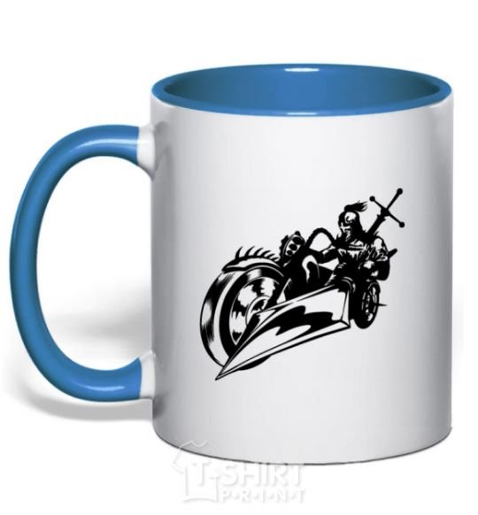 Mug with a colored handle Fantasy rider royal-blue фото