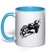 Mug with a colored handle Fantasy rider sky-blue фото