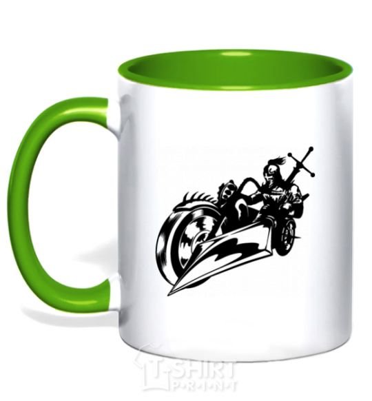 Mug with a colored handle Fantasy rider kelly-green фото