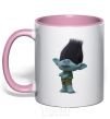 Mug with a colored handle Branch light-pink фото