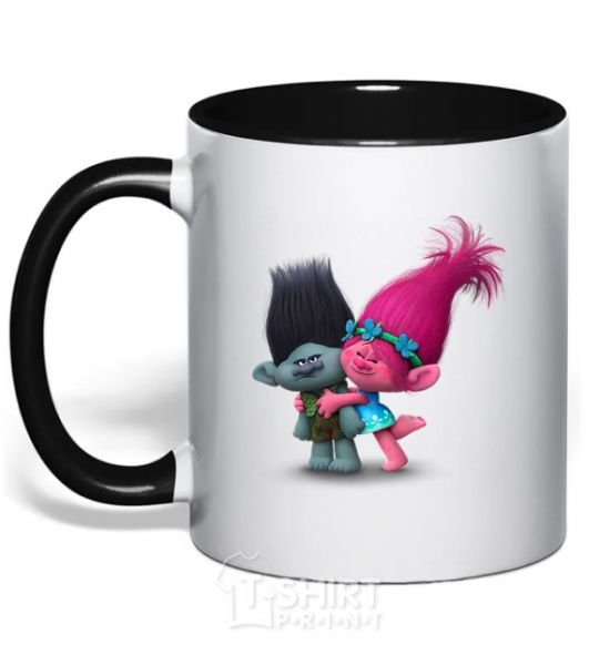 Mug with a colored handle Branch and Poppy black фото