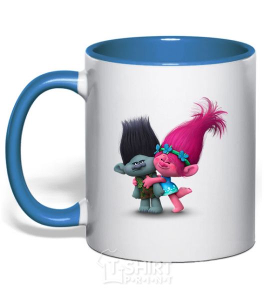 Mug with a colored handle Branch and Poppy royal-blue фото
