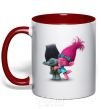 Mug with a colored handle Branch and Poppy red фото