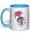 Mug with a colored handle Poppy Trolls sky-blue фото