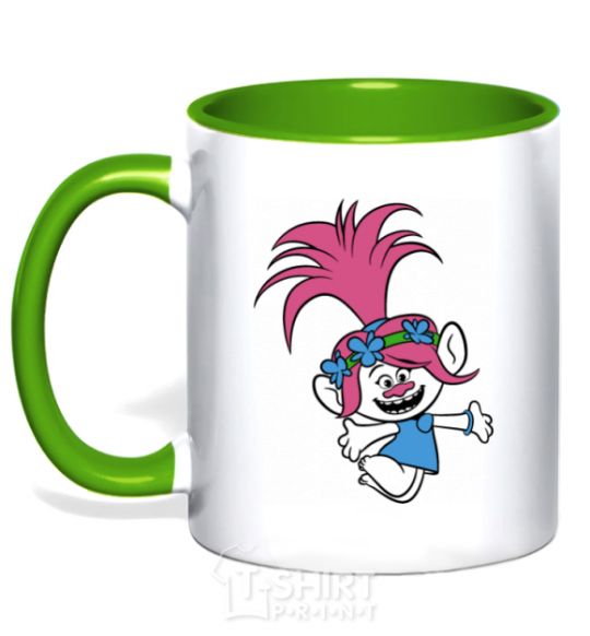 Mug with a colored handle Poppy Trolls kelly-green фото