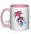 Mug with a colored handle Poppy Trolls light-pink фото