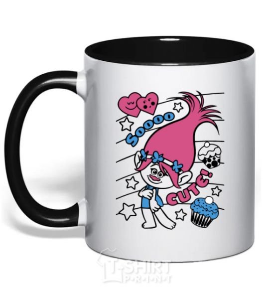 Mug with a colored handle Sooo cute black фото