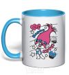 Mug with a colored handle Sooo cute sky-blue фото