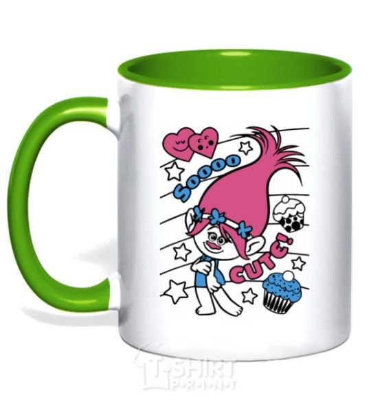 Mug with a colored handle Sooo cute kelly-green фото