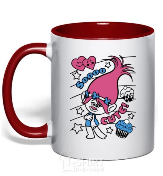 Mug with a colored handle Sooo cute red фото