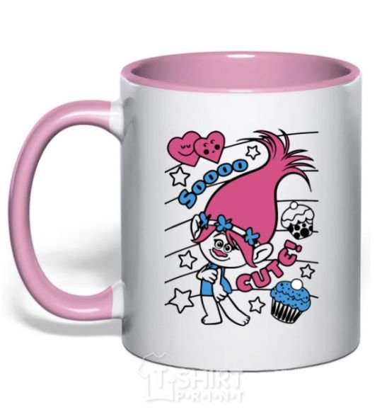 Mug with a colored handle Sooo cute light-pink фото