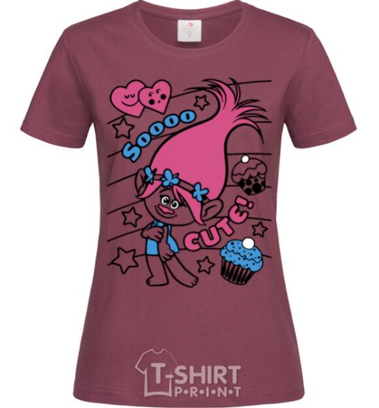 Women's T-shirt Sooo cute burgundy фото