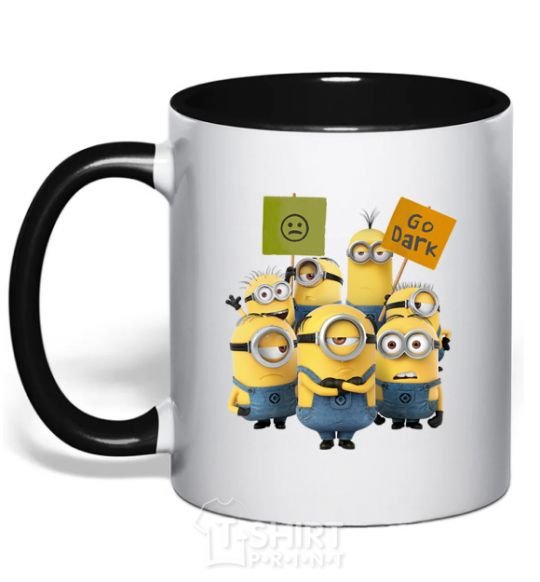 Mug with a colored handle Minions black фото