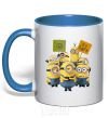 Mug with a colored handle Minions royal-blue фото