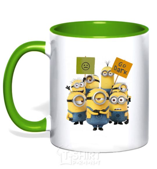 Mug with a colored handle Minions kelly-green фото