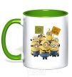 Mug with a colored handle Minions kelly-green фото