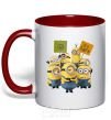 Mug with a colored handle Minions red фото