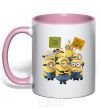 Mug with a colored handle Minions light-pink фото