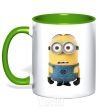 Mug with a colored handle Minion look kelly-green фото