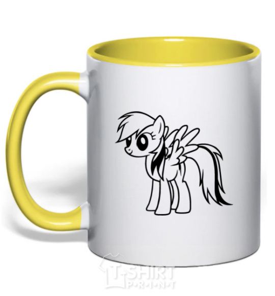 Mug with a colored handle Rainbow Dash yellow фото
