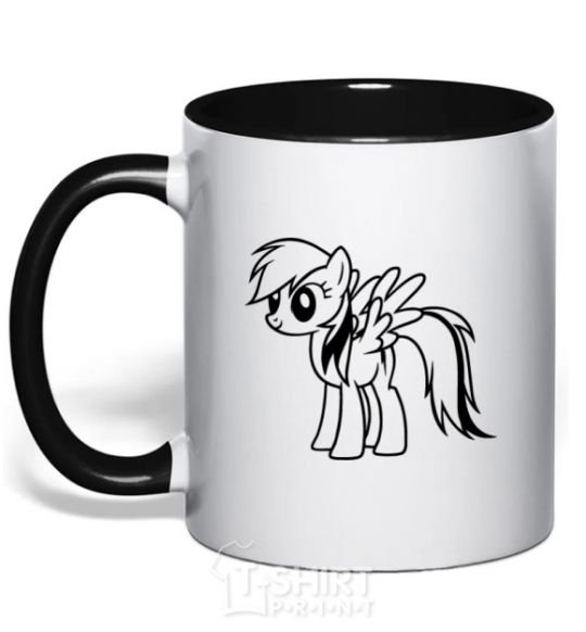 Mug with a colored handle Rainbow Dash black фото