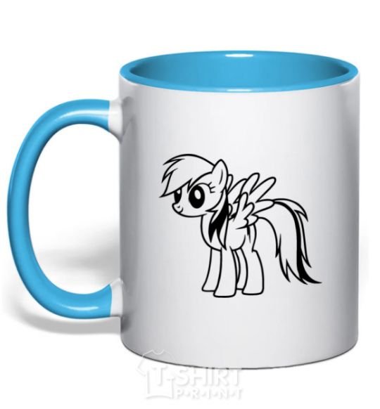 Mug with a colored handle Rainbow Dash sky-blue фото