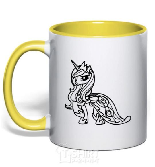 Mug with a colored handle Rarity yellow фото