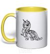 Mug with a colored handle Rarity yellow фото