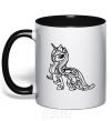 Mug with a colored handle Rarity black фото