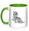 Mug with a colored handle Rarity kelly-green фото