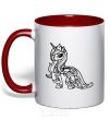 Mug with a colored handle Rarity red фото