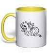 Mug with a colored handle Flutershy yellow фото