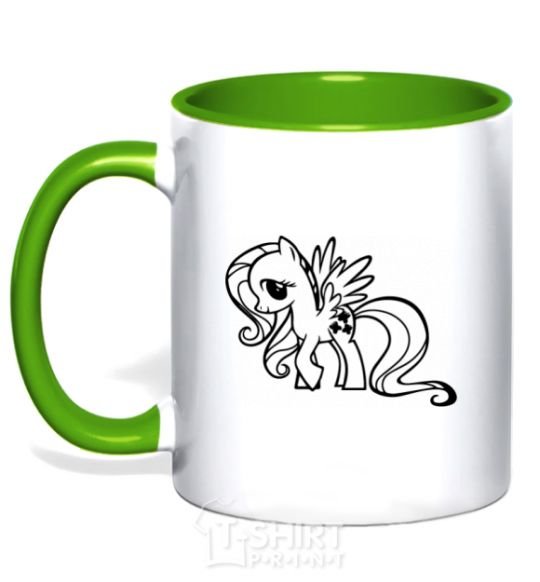 Mug with a colored handle Flutershy kelly-green фото