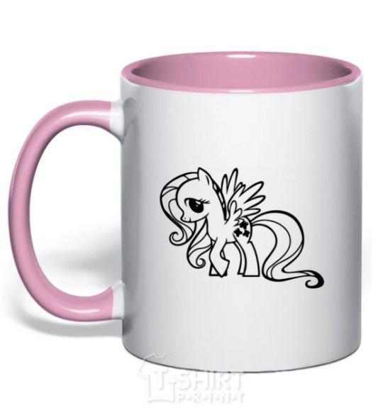 Mug with a colored handle Flutershy light-pink фото