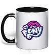 Mug with a colored handle Logo My Little Pony black фото