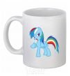 Ceramic mug Rainbow pony White фото