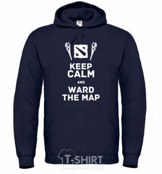 Men`s hoodie Keep calm and ward the map navy-blue фото