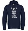 Men`s hoodie Keep calm and ward the map navy-blue фото