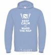 Men`s hoodie Keep calm and ward the map sky-blue фото
