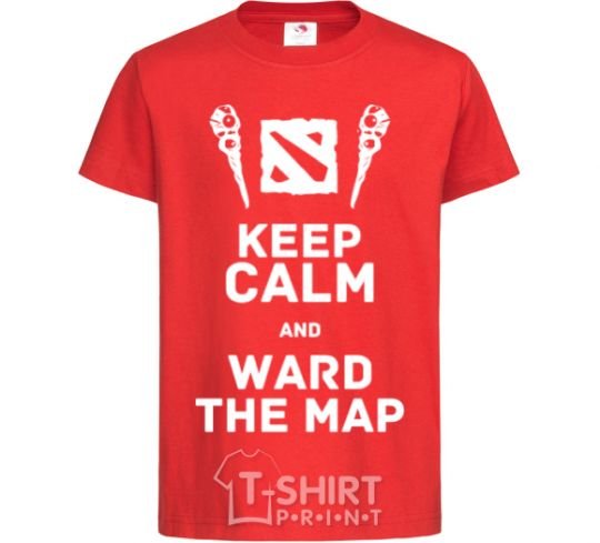 Kids T-shirt Keep calm and ward the map red фото