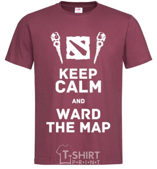 Men's T-Shirt Keep calm and ward the map burgundy фото