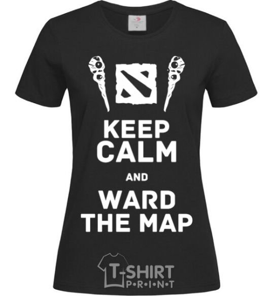 Женская футболка Keep calm and ward the map Черный фото