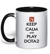 Mug with a colored handle Keep calm and play Dota2 black фото