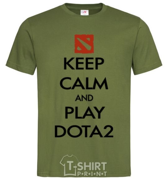 Мужская футболка Keep calm and play Dota2 Оливковый фото