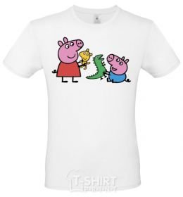 Men's T-Shirt Peppa and George and their toys White фото
