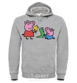 Men`s hoodie Peppa and George and their toys sport-grey фото