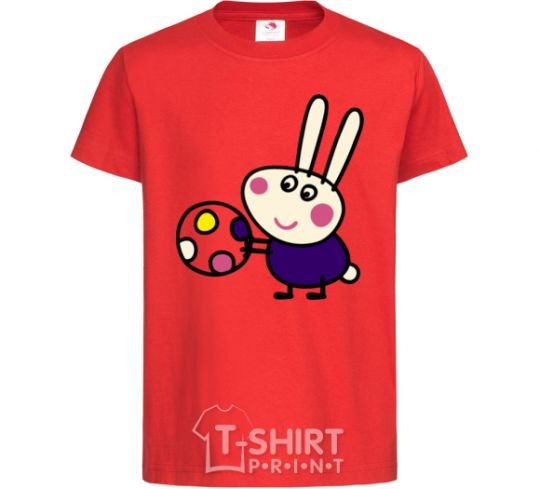 Kids T-shirt Hare and ball red фото