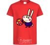 Kids T-shirt Hare and ball red фото