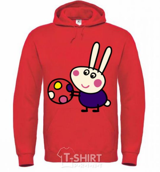 Men`s hoodie Hare and ball bright-red фото