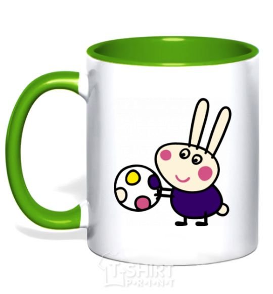 Mug with a colored handle Hare and ball kelly-green фото
